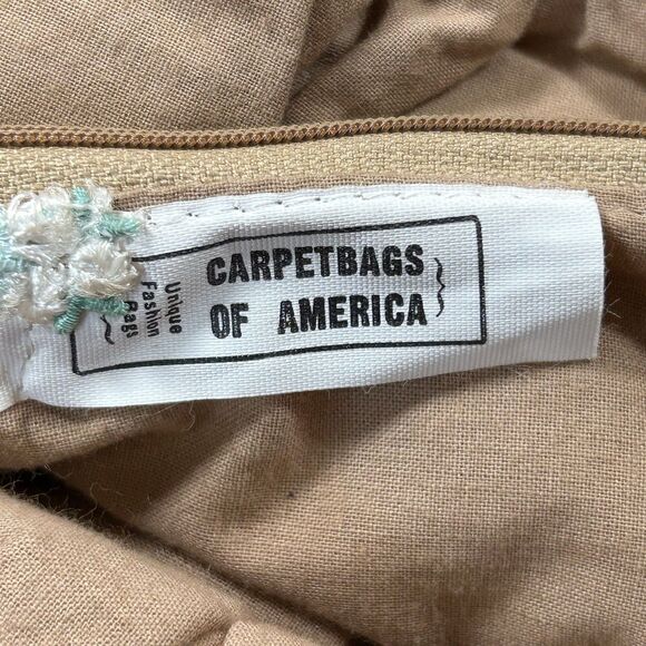 Vintage Carpetbags Of America Blue Multicolor Floral Bag With Wooden Handles - Picture 16 of 16